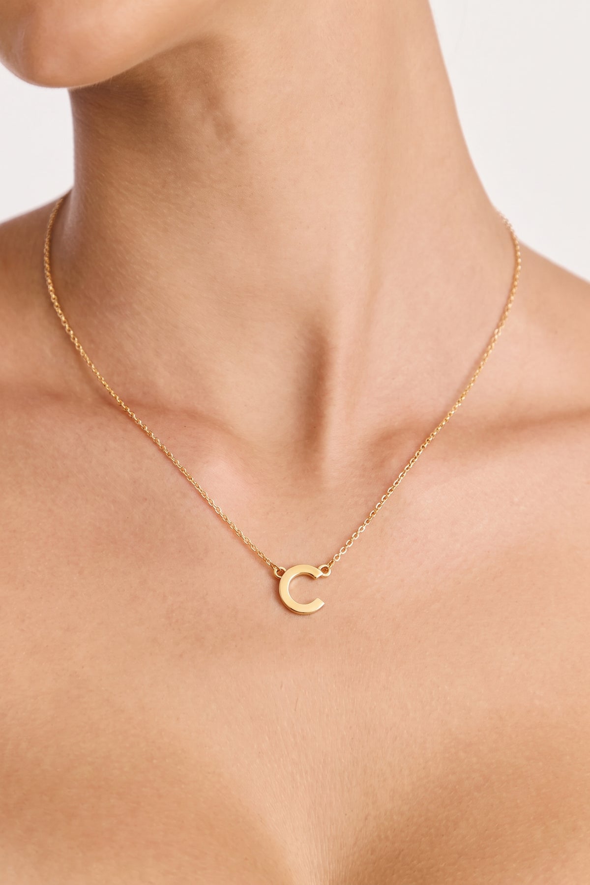 Gold Plated Necklace Initial Letter C