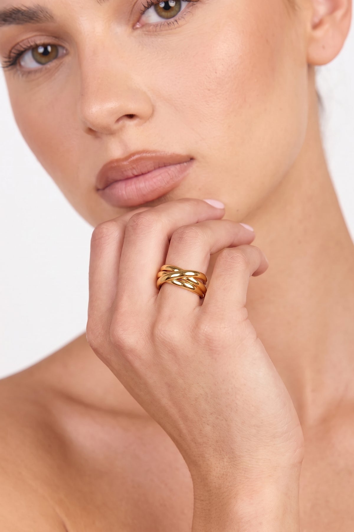 Gold Plated Ring Interlocking Triple Band