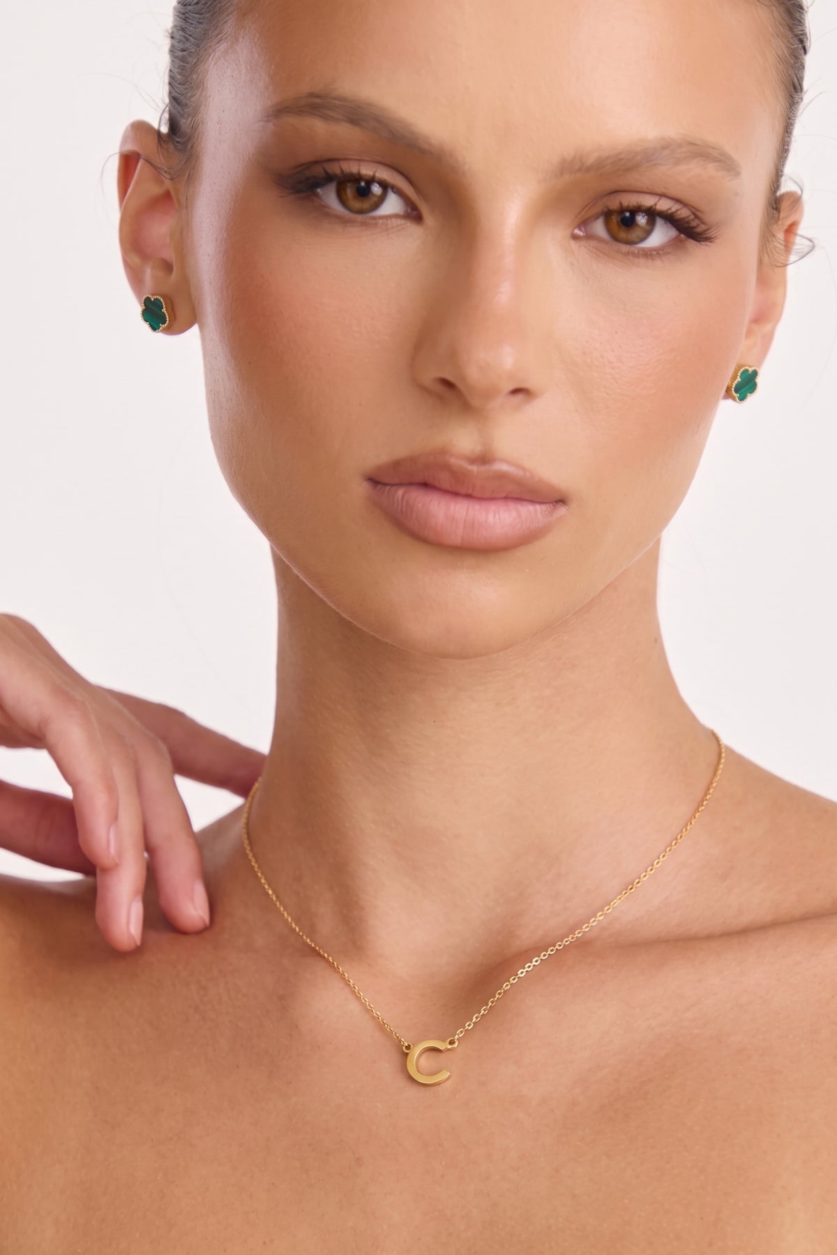 Gold Plated Necklace Initial Letter C