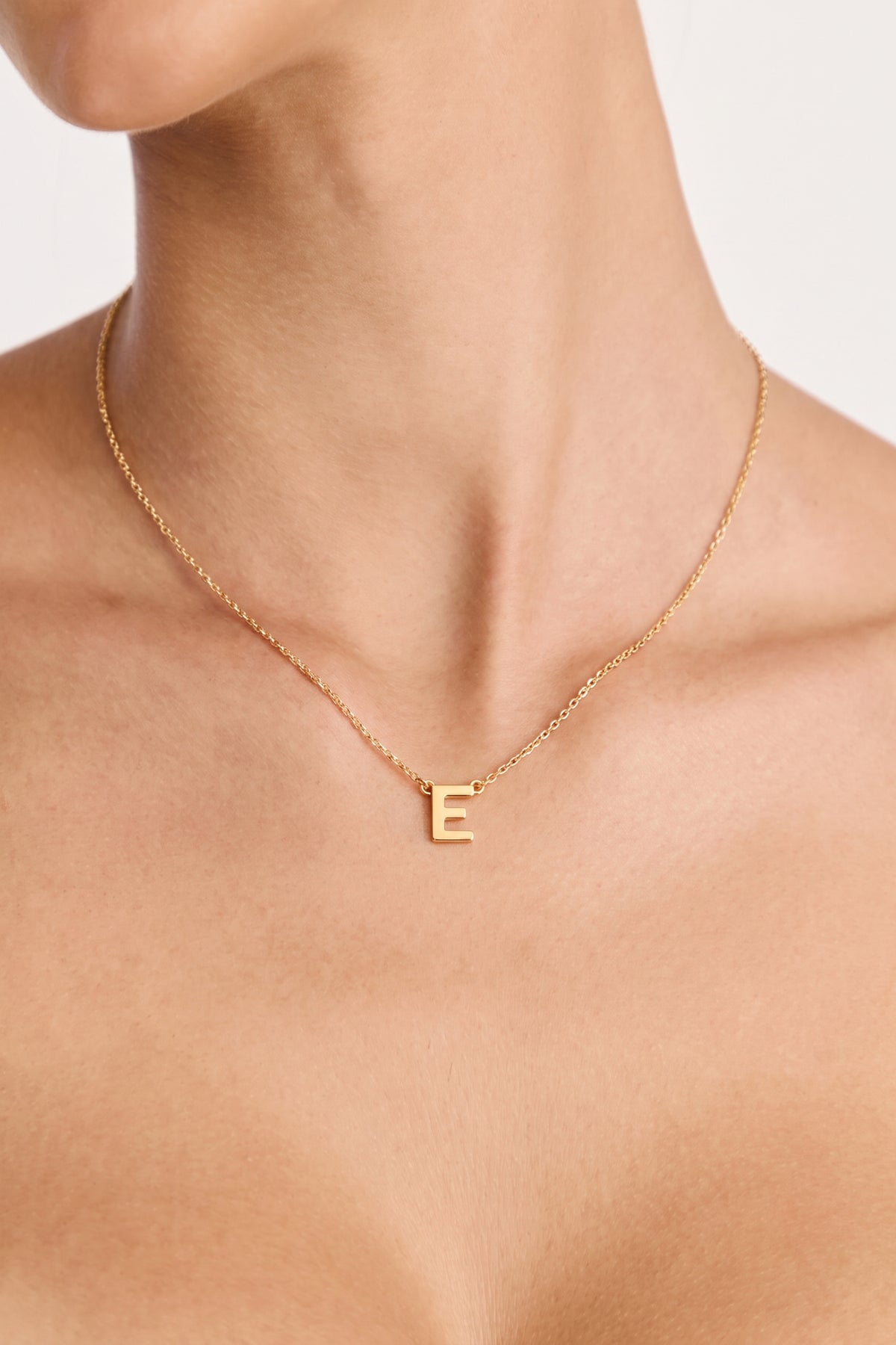 Gold Plated Necklace Initial Letter E