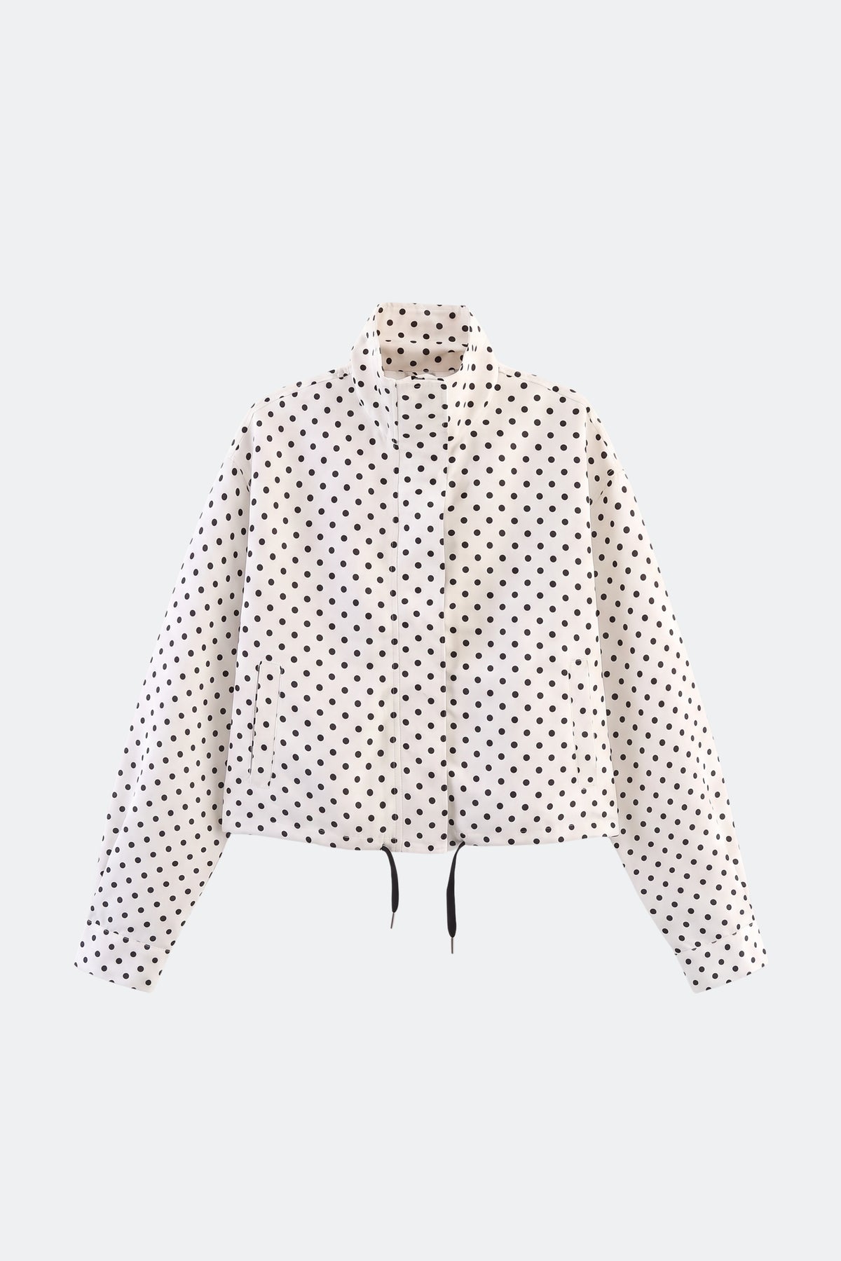 Cream jacket polka dot cropped women, front