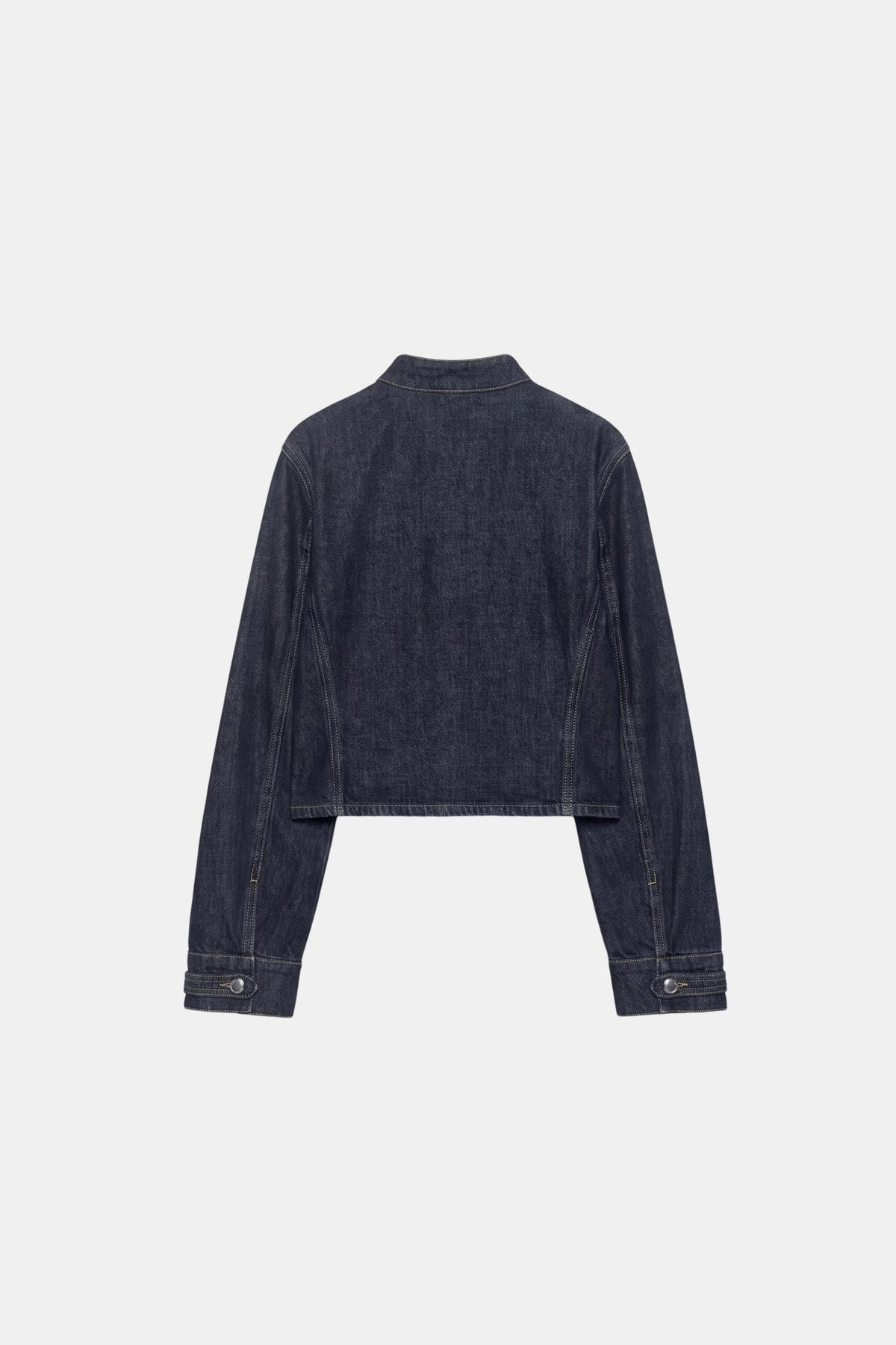Military Denim Jacket Navy Fitted Cropped Women