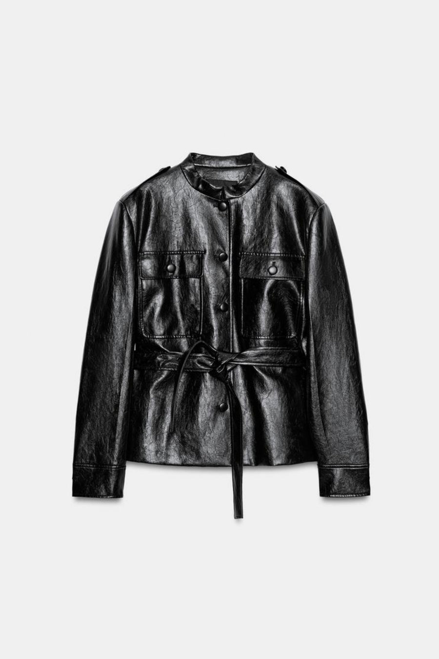 Faux Leather Jacket Black Utility Women