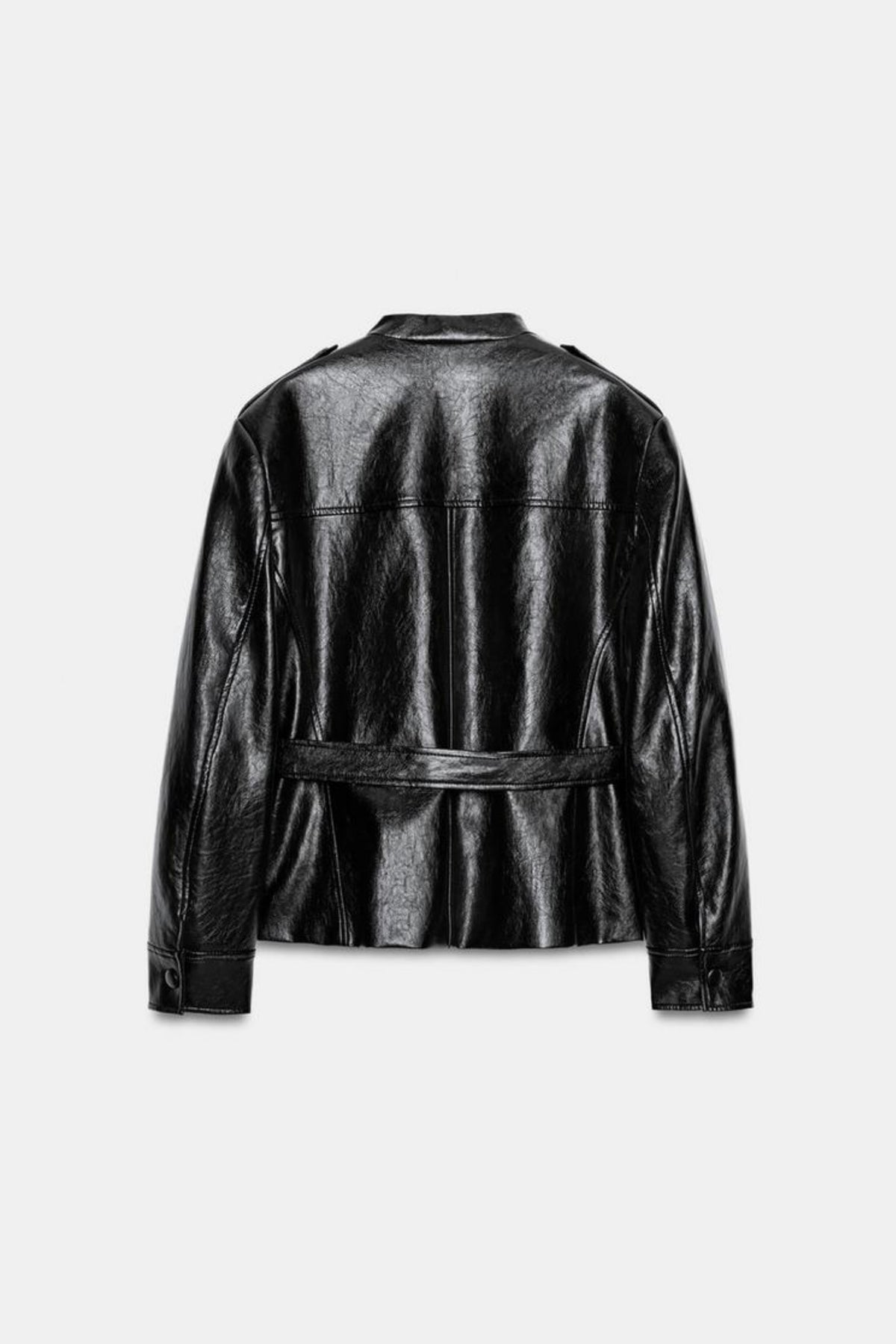 Faux Leather Jacket Black Utility Women