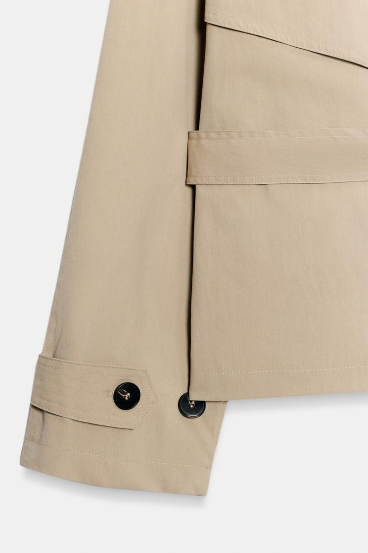 Beige Short Trench Coat Belted Women