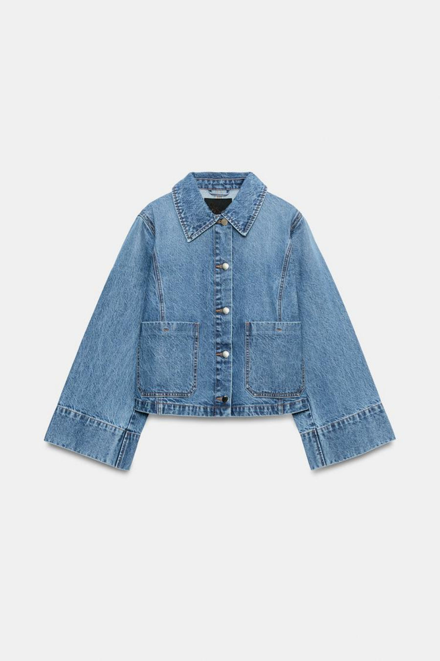 Blue Denim Jacket Cropped Oversized Women