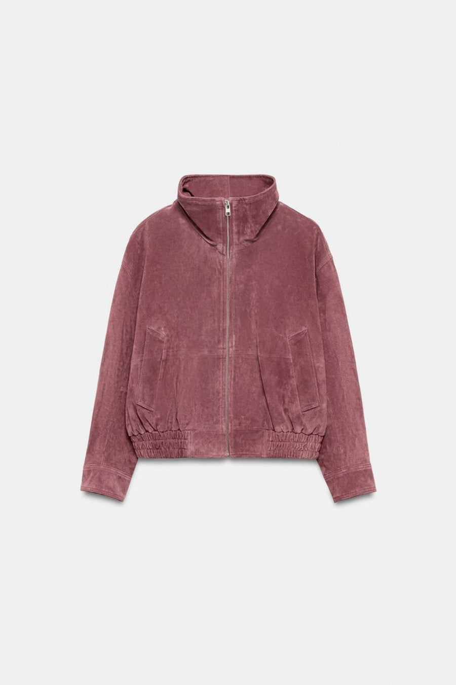 Faux Suede Jacket Pink Bomber Cropped Women