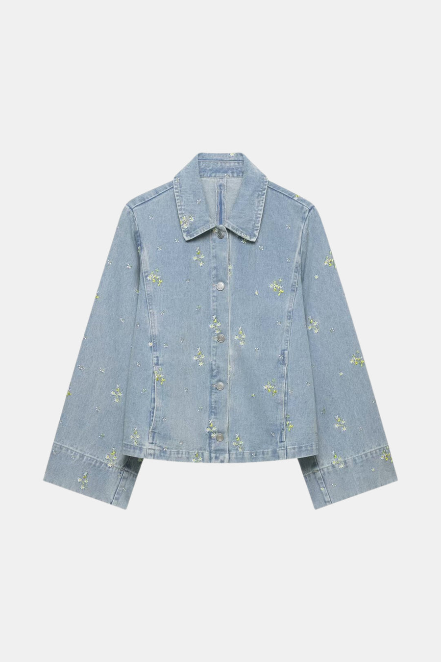 Embellished Denim Jacket Blue Oversized Women