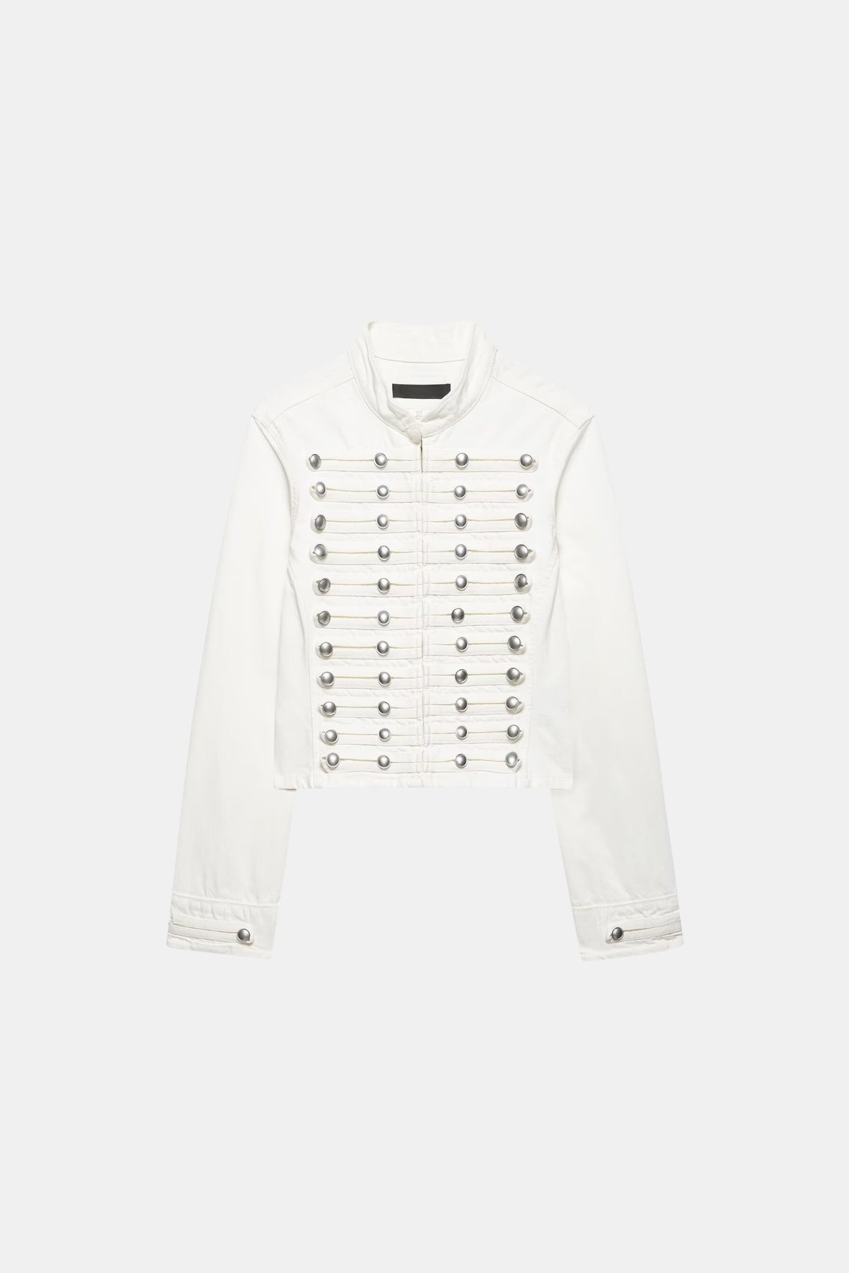 White Denim Jacket Military Fitted Cropped Women