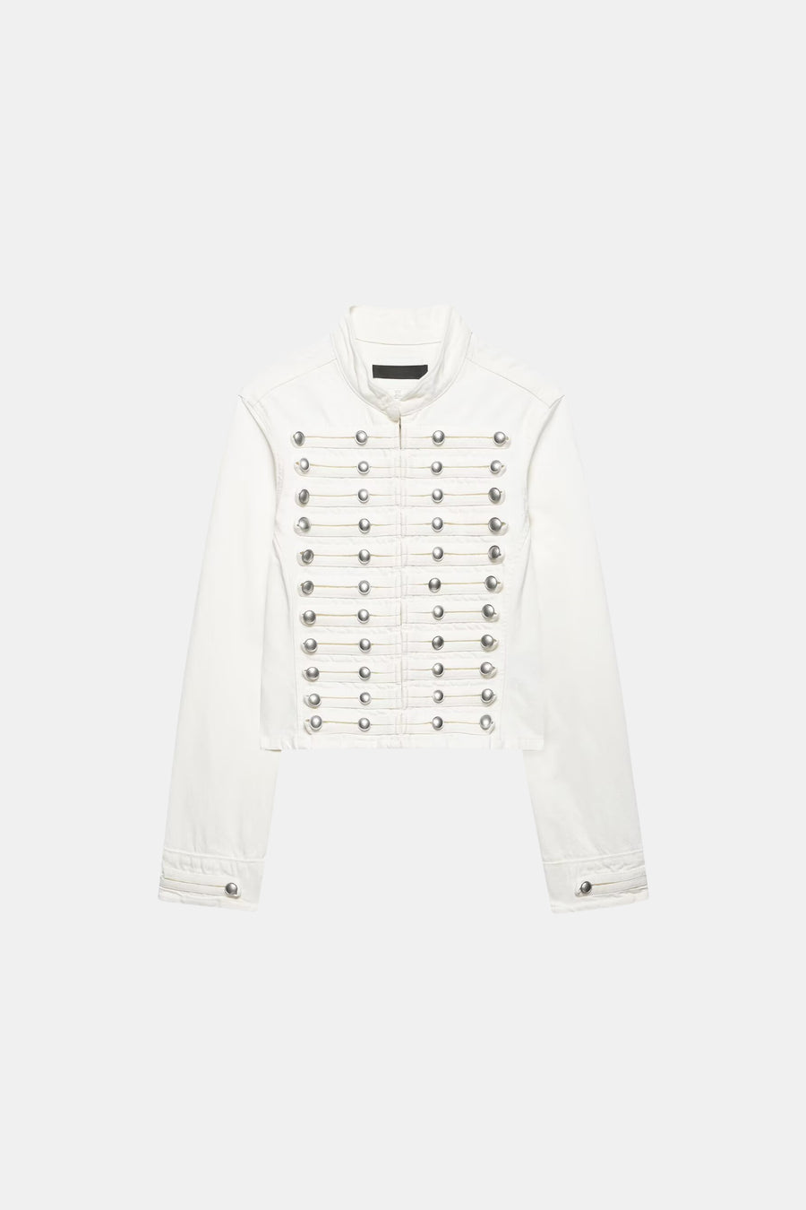 White Denim Jacket Military Fitted Cropped Women