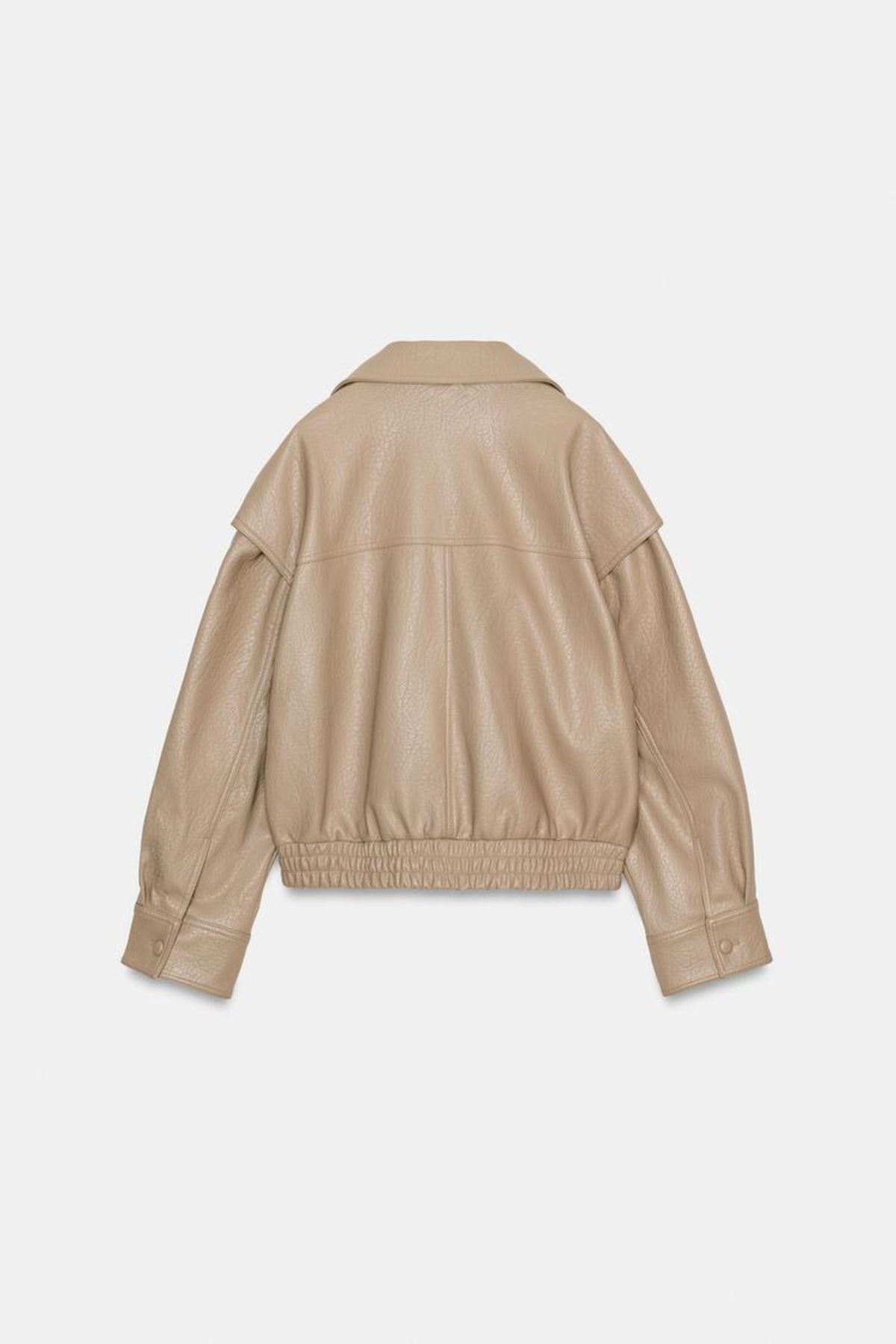 Faux Leather Jacket Tan Oversized Biker Women