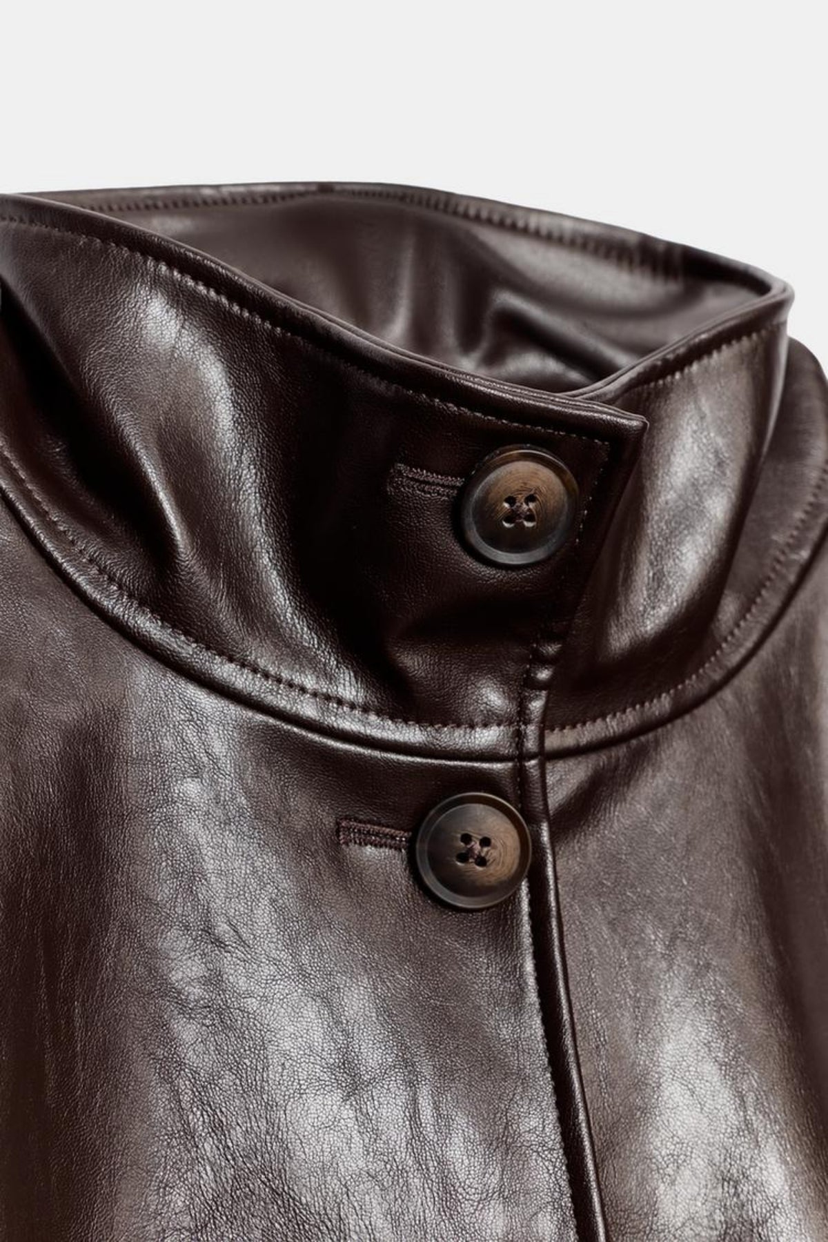 Faux Leather Jacket Brown Cropped Women