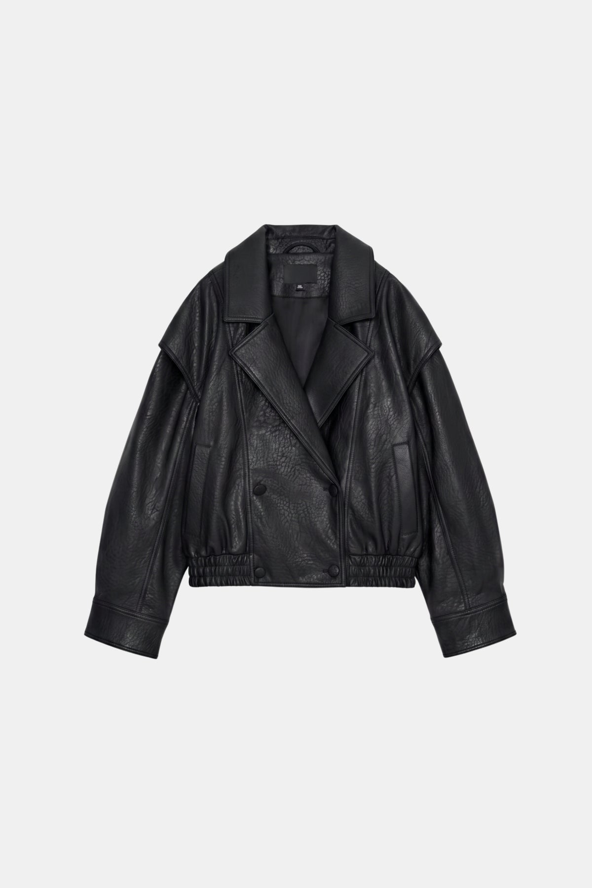 Faux Leather Jacket Black Oversized Biker Women