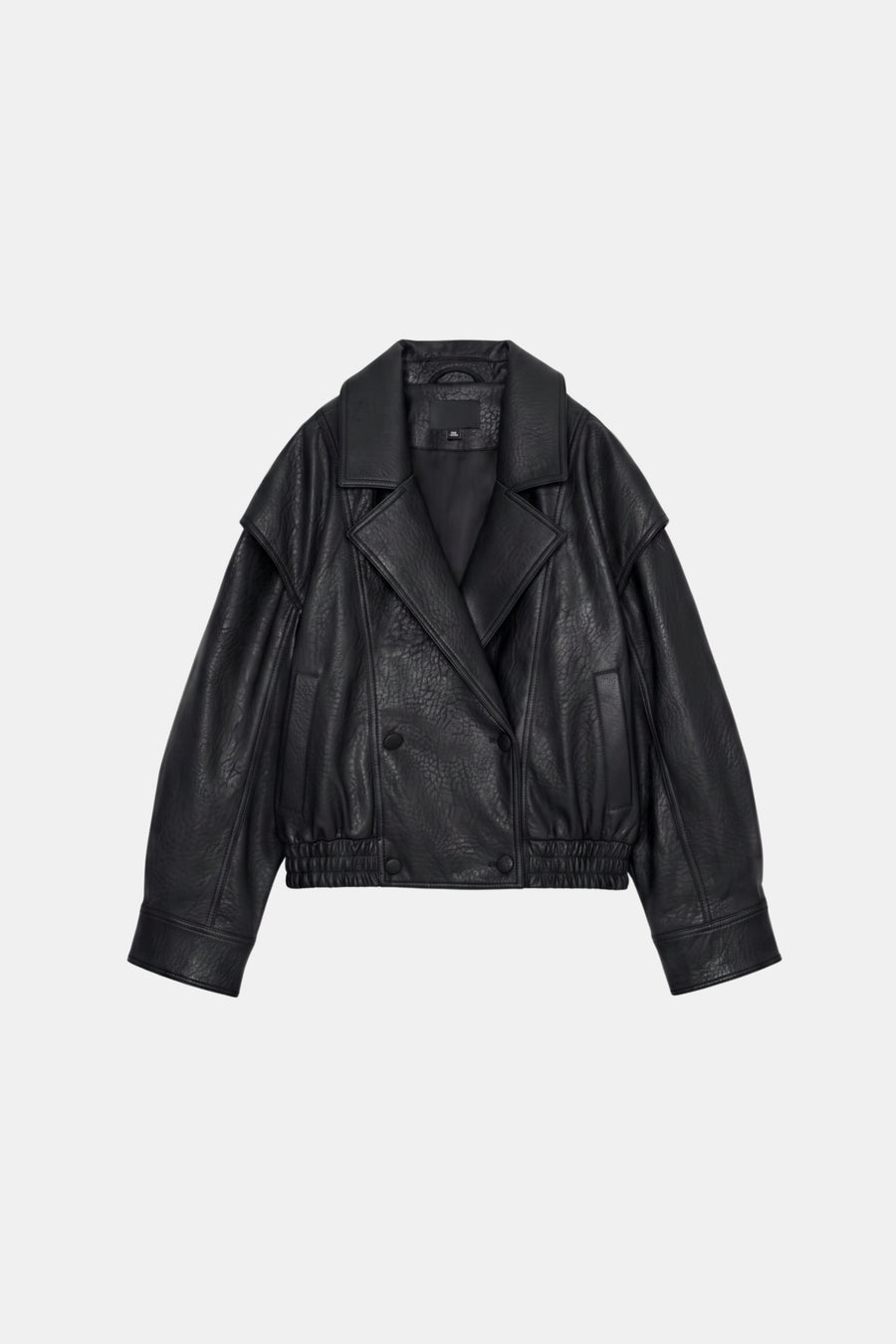 Faux Leather Jacket Black Oversized Biker Women