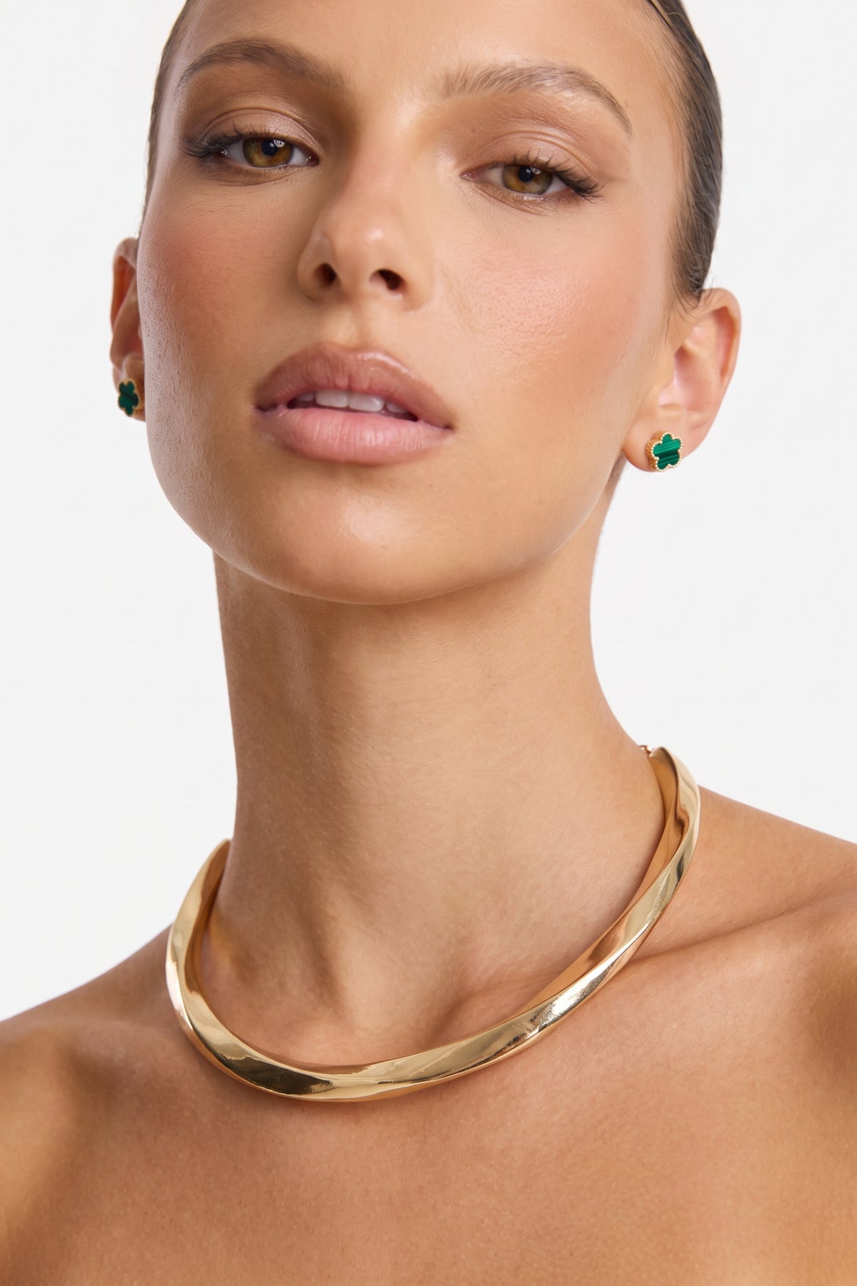 Gold Plated Necklace Twisted Collar Choker