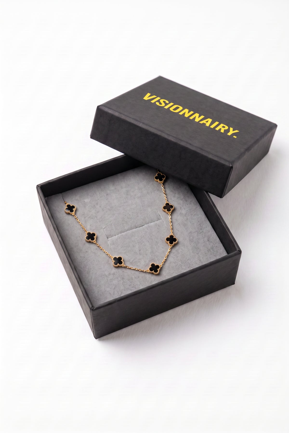 Gold Plated Clover Necklace Black