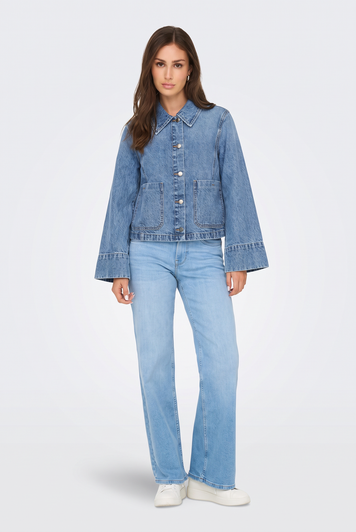 Blue Denim Jacket Cropped Oversized Women
