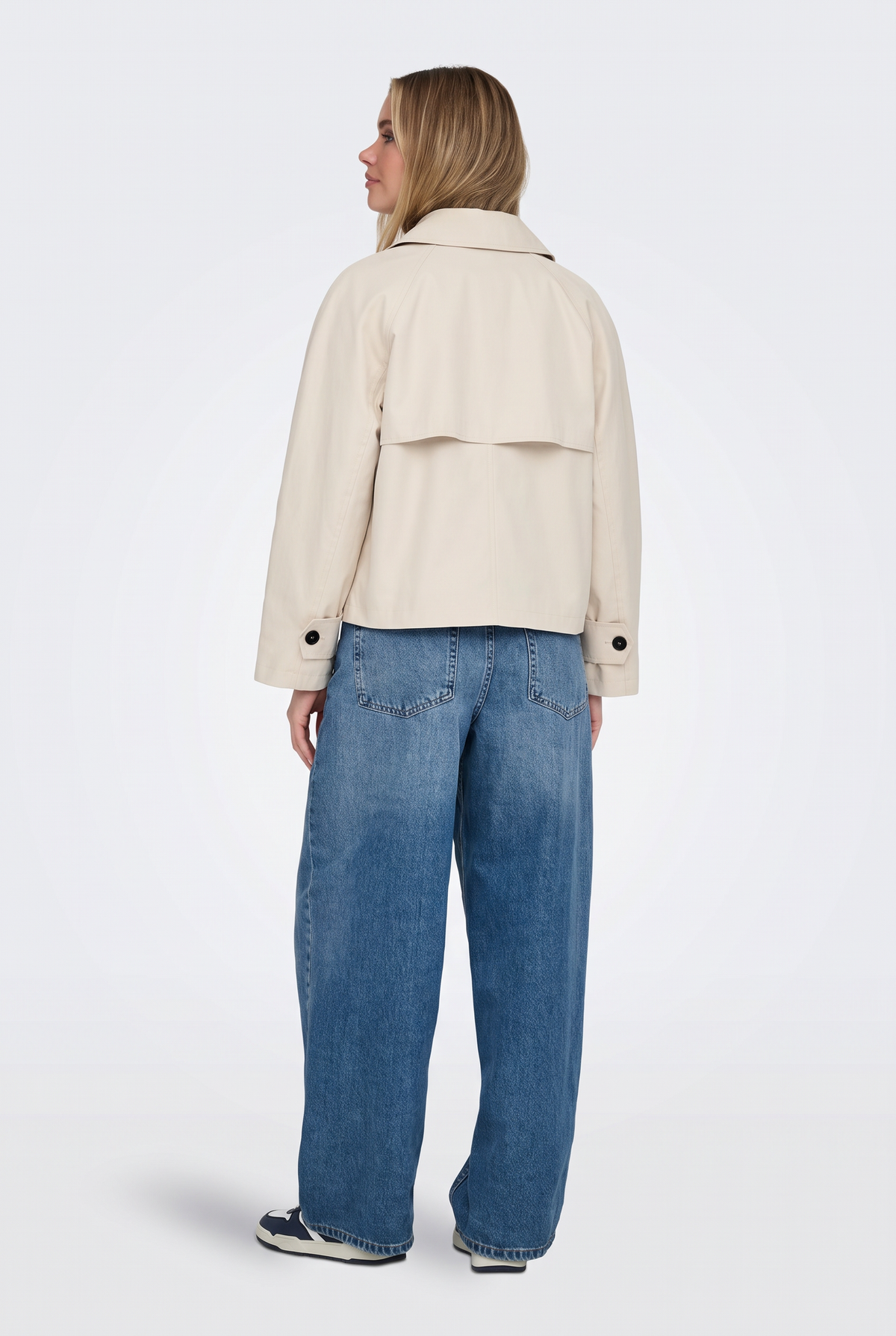 Cream Cropped Trench Jacket Lightweight Women