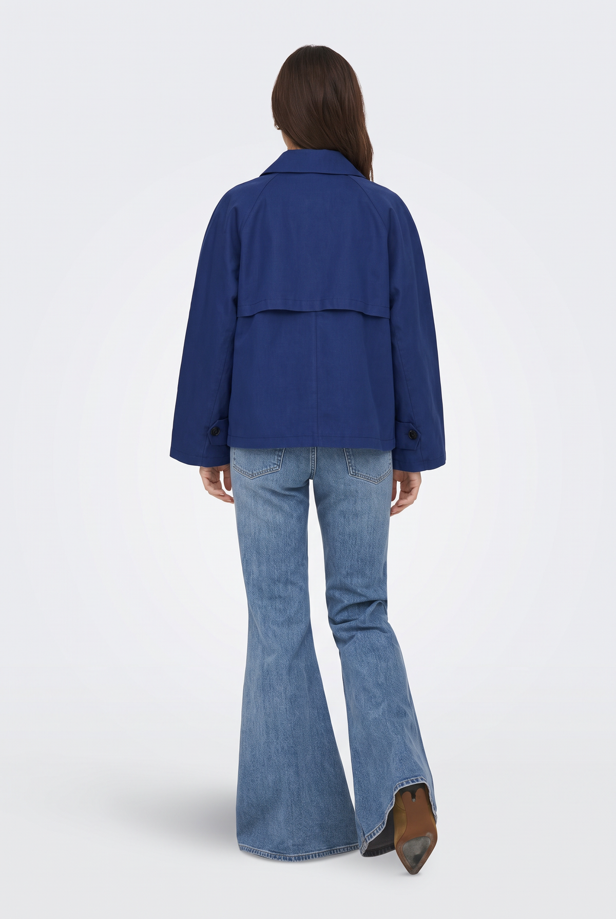 Blue Cropped Trench Jacket Lightweight Women
