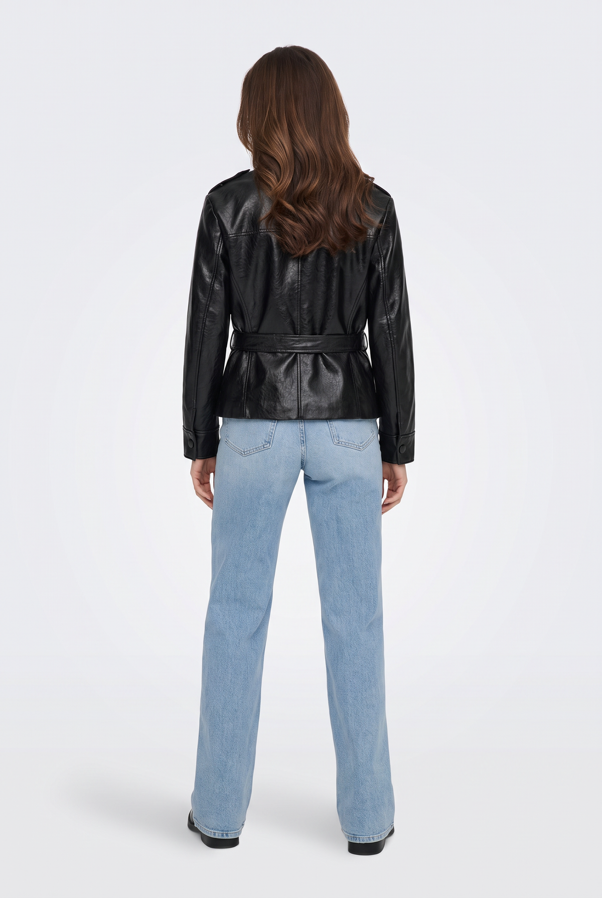 Faux Leather Jacket Black Utility Women